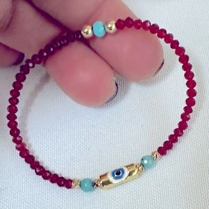 Red Agate Ecil Eye Elastic Bracelet